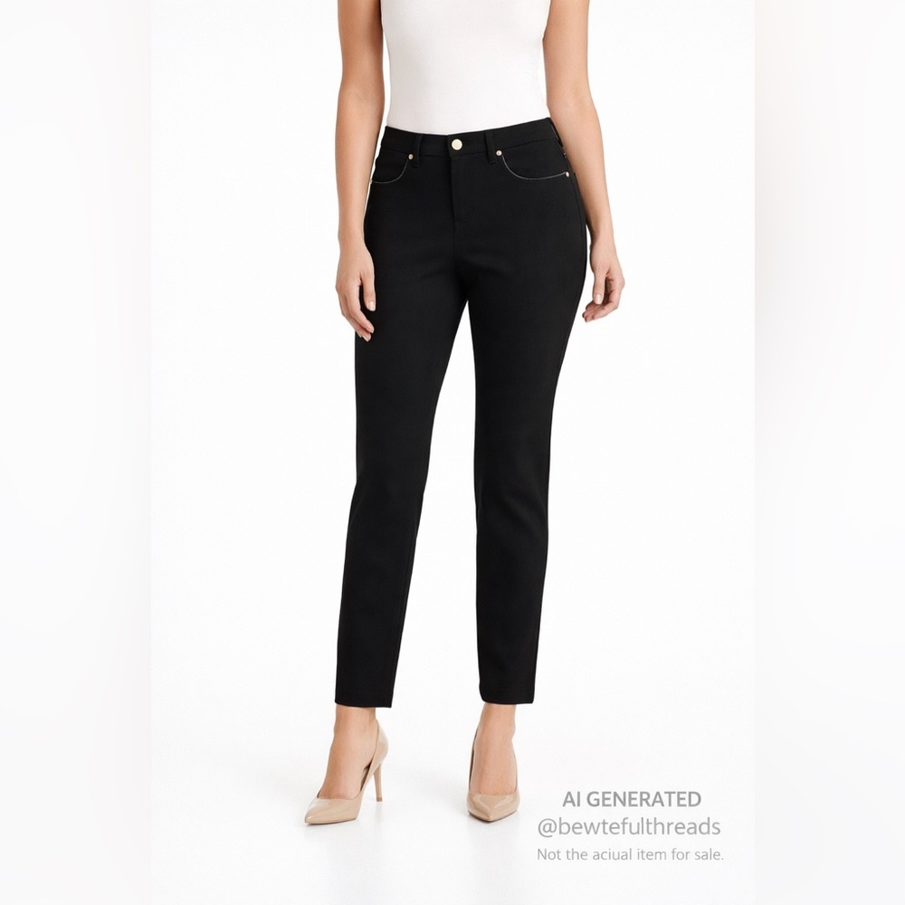 Chico’s So Slimming Black Stretch Pants Size 1 Short (Fits US 8)